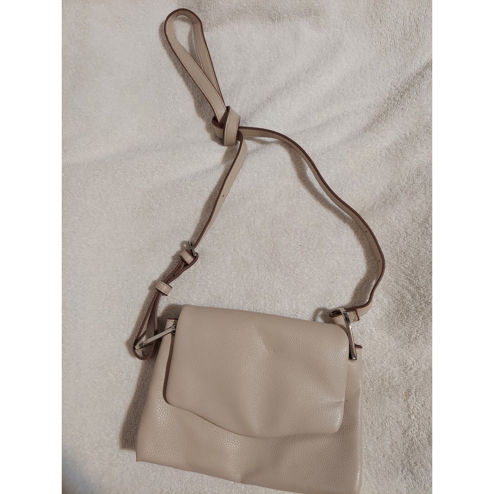 A New Day Crossbody Bag Beige Small Flap Purse Adjustable Strap